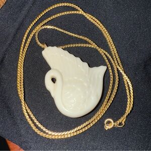 Lenox Gold and Cream Swan Necklace